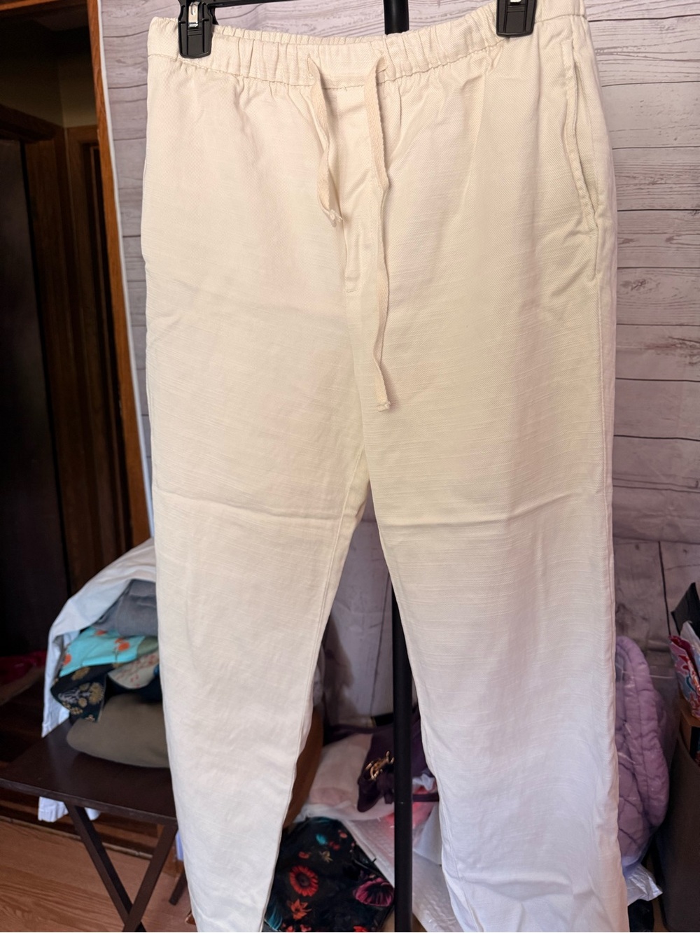 Zara Cream Ankle-Length Drawstring Pants